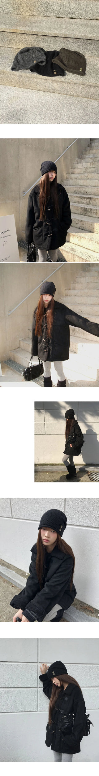 Warm Button Knitwear Wool Beanie