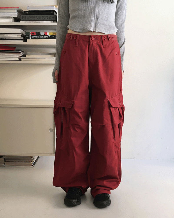 Yells Balloon Maxi Cotton Cargo Long Wide Pants