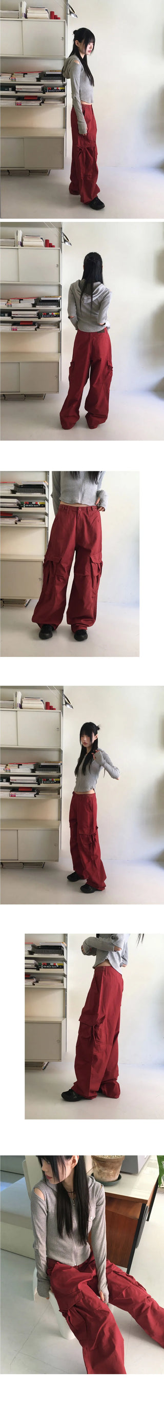 Yells Balloon Maxi Cotton Cargo Long Wide Pants