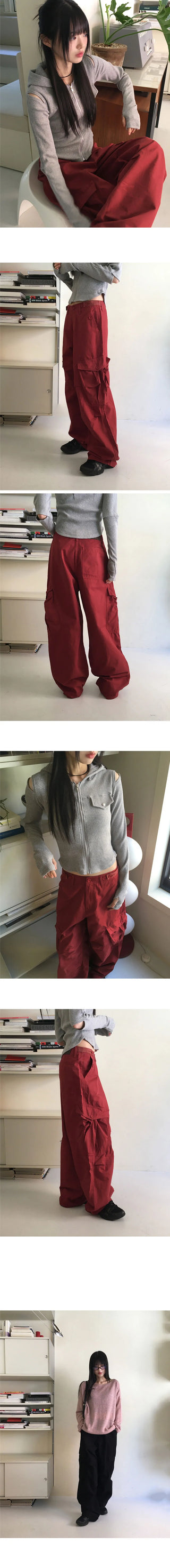 Yells Balloon Maxi Cotton Cargo Long Wide Pants