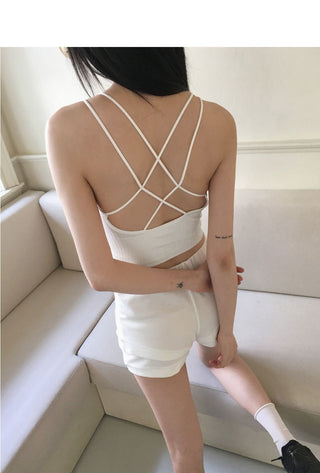 two-line bag strap point Ribbed string sleeveless