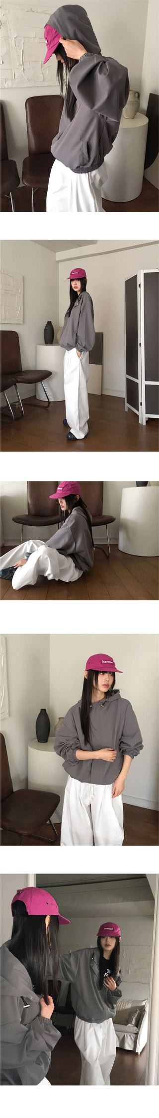 Pvit two-pin tuck banding cotton long wide pants