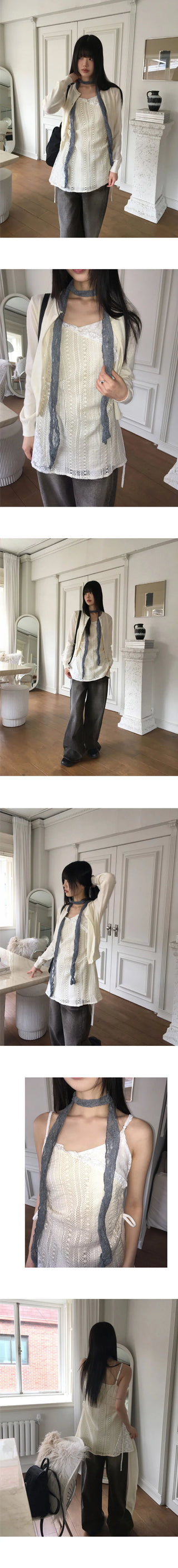 Neuron string lace color layered mini Dress