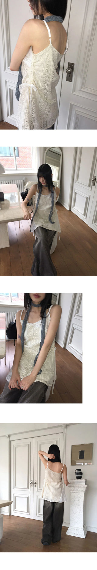 Neuron string lace color layered mini Dress