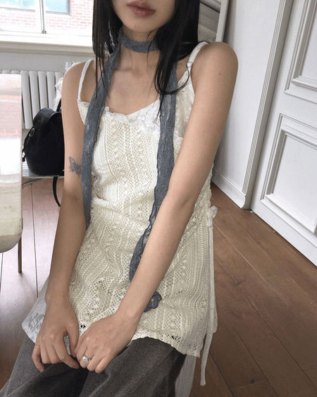 Neuron string lace color layered mini Dress