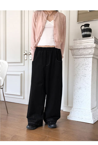Cousin Deep Pocket Balloon Fit Stitched Cotton Banding Long Wide Pants