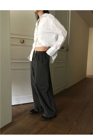 Cousin Deep Pocket Balloon Fit Stitched Cotton Banding Long Wide Pants