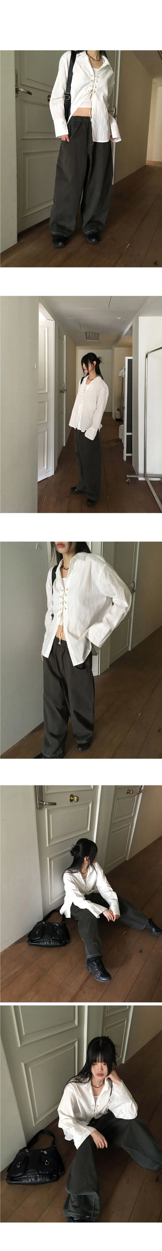 Cousin Deep Pocket Balloon Fit Stitched Cotton Banding Long Wide Pants