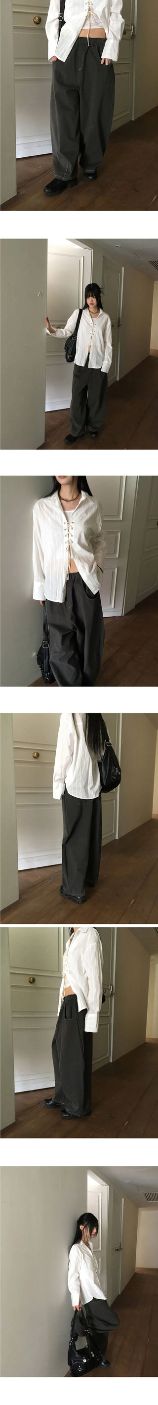 Cousin Deep Pocket Balloon Fit Stitched Cotton Banding Long Wide Pants