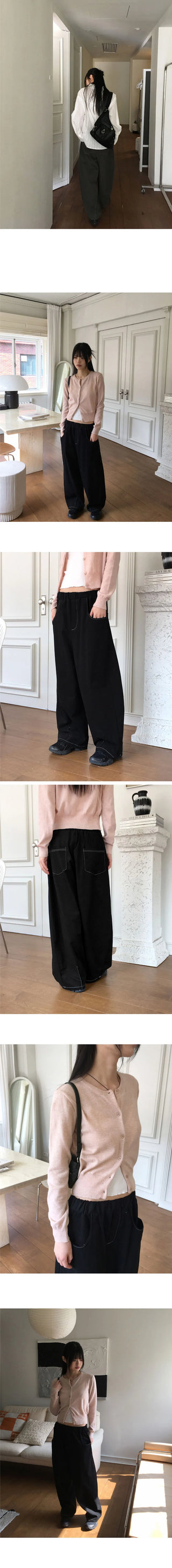 Cousin Deep Pocket Balloon Fit Stitched Cotton Banding Long Wide Pants