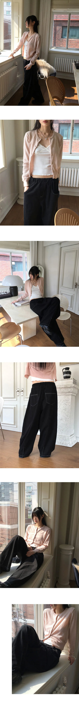 Cousin Deep Pocket Balloon Fit Stitched Cotton Banding Long Wide Pants