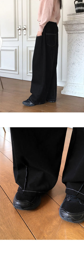 Cousin Deep Pocket Balloon Fit Stitched Cotton Banding Long Wide Pants