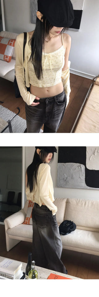 Idyll Vintage Lace Sleeveless Button Cardigan Set