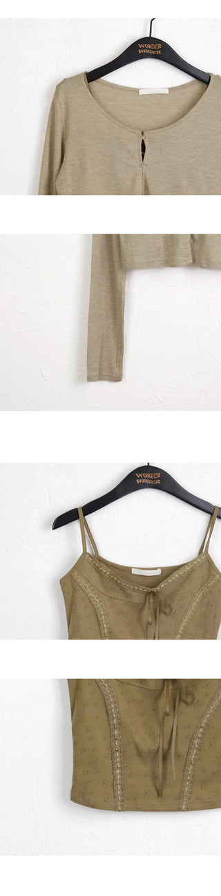 Idyll Vintage Lace Sleeveless Button Cardigan Set