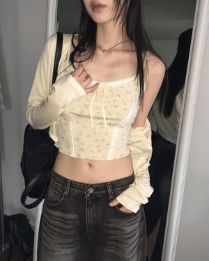 Idyll Vintage Lace Sleeveless Button Cardigan Set