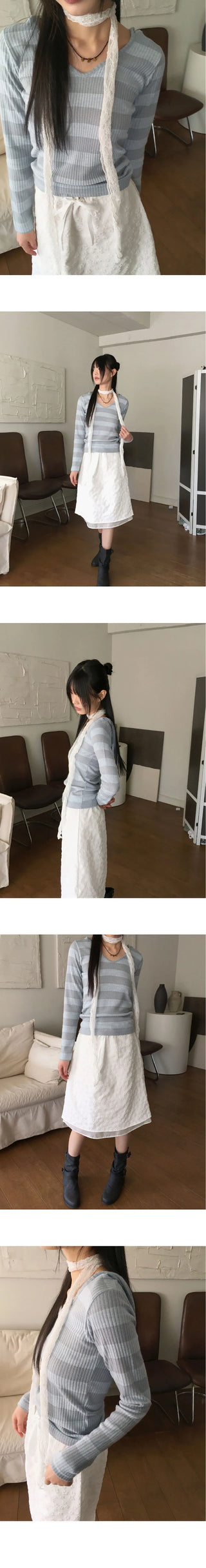 Vinton see-through vintage lace long muffler scarf