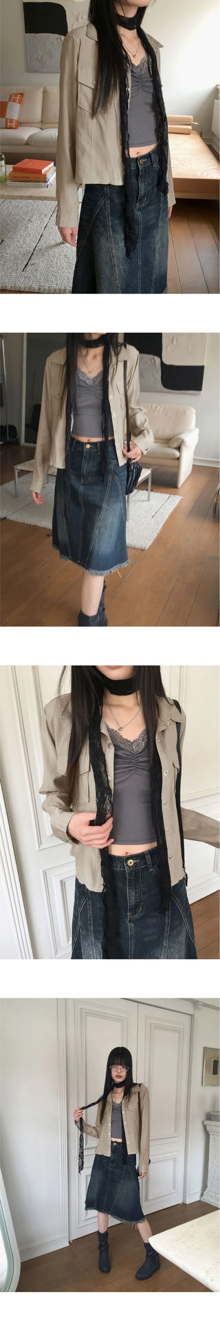 Vinton see-through vintage lace long muffler scarf