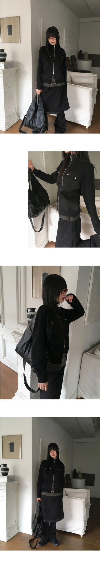 Toode Basic Plain Layered Cotton Round 3/4 Sleeve T-Shirt