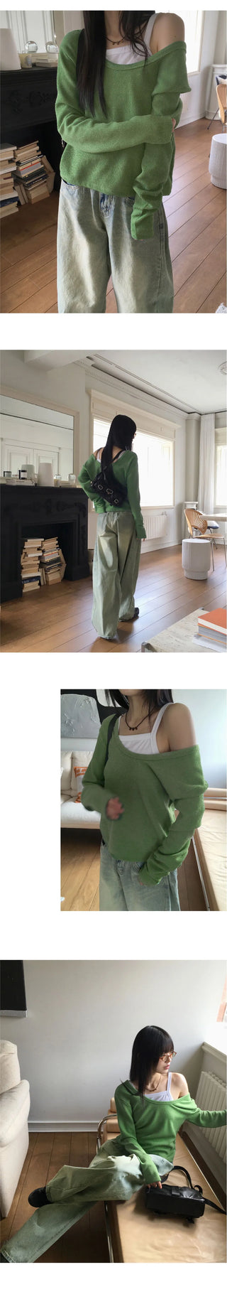 Key lip side pin tuck balloon fit vintage Faded long wide denim pants