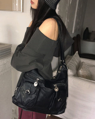 Kushal Vintage Leather Two-Pocket Two-Way Backpack Shoulder Bag