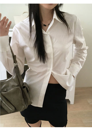 Bekan V-Neck back banding slim shirt