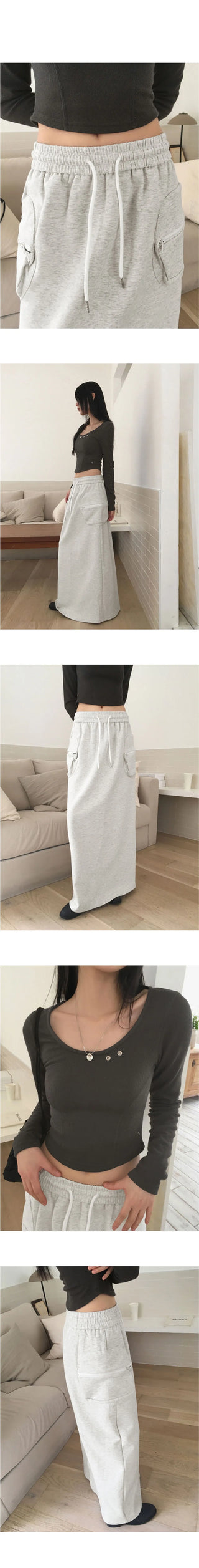 Minto zipper biscuit pocket cargo juli back opening banding long skirt
