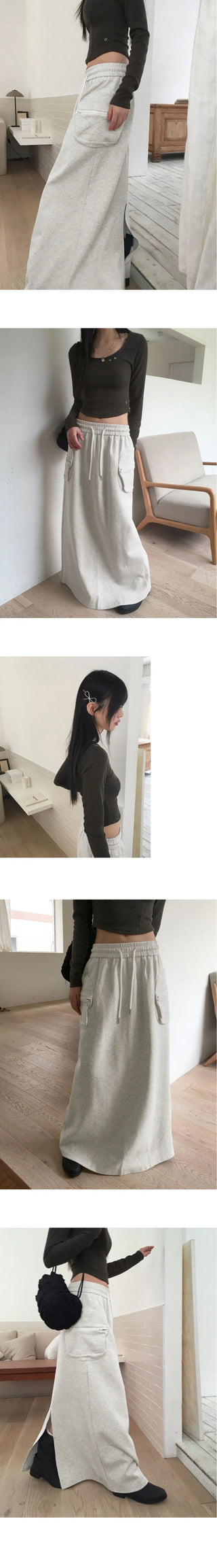 Minto zipper biscuit pocket cargo juli back opening banding long skirt