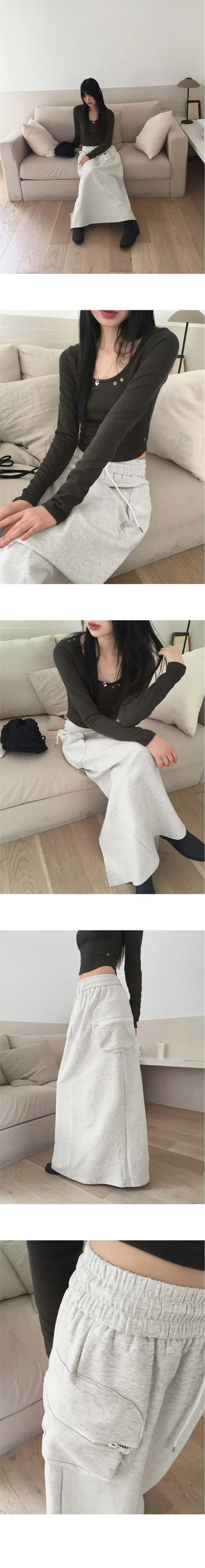 Minto zipper biscuit pocket cargo juli back opening banding long skirt