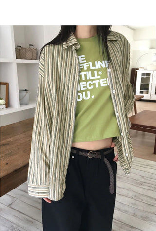 Hoots Vintage Striped Gulim Overfit Long Sleeve Shirt