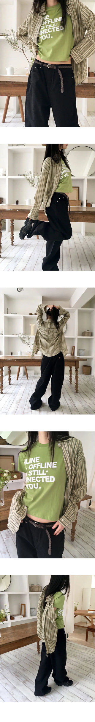 Hoots Vintage Striped Gulim Overfit Long Sleeve Shirt