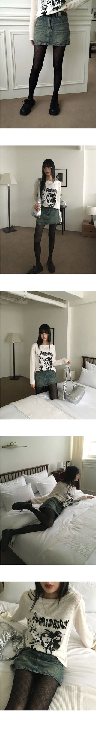 Xeric Vintage Faded Denim Mini Skirt