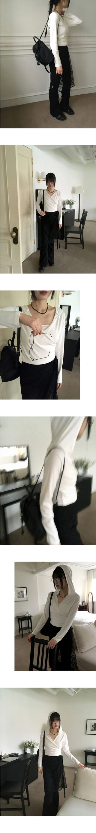 Chey draped wrap cropped hooded sweatshirt