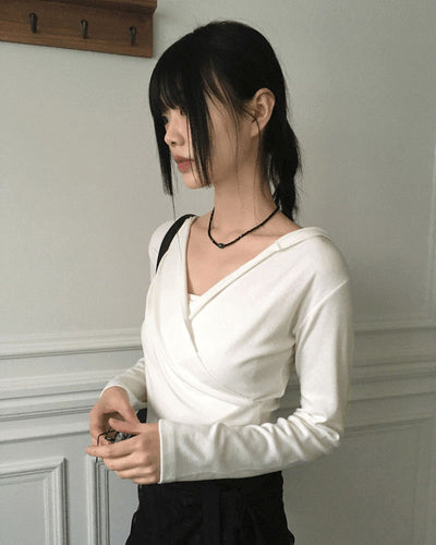 Chey draped wrap cropped hooded sweatshirt