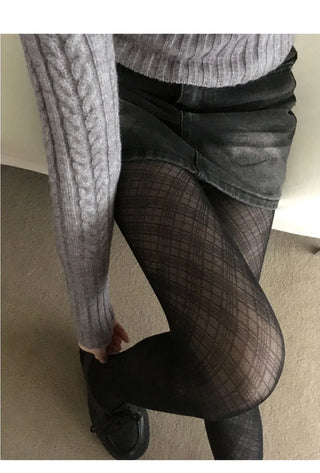 Nat Y2K Check See-through Pantyhose