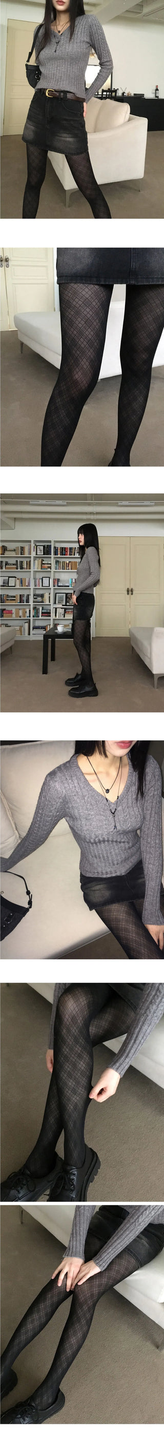 Nat Y2K Check See-through Pantyhose