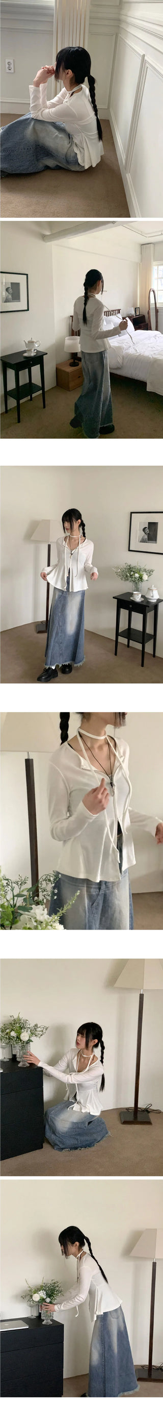 Sippy Choker Slit Zipper Cardigan