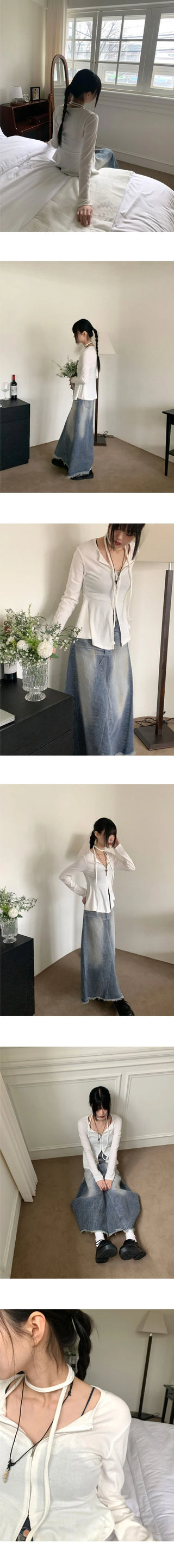 Sippy Choker Slit Zipper Cardigan
