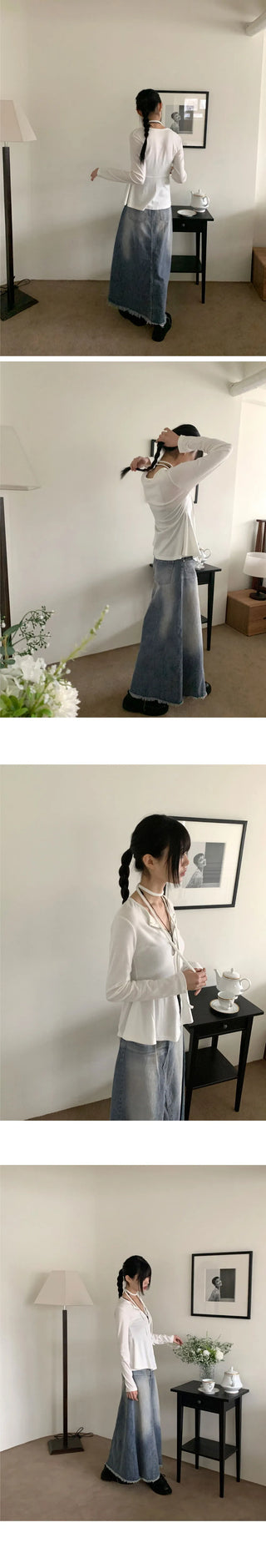 Sippy Choker Slit Zipper Cardigan