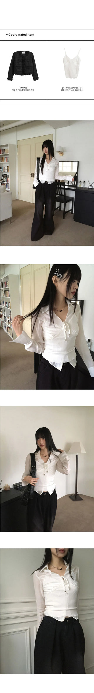 Bolden Balletcore Strap Shirt Blouse