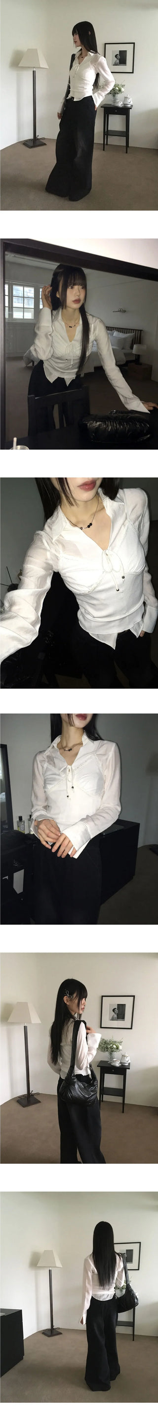 Bolden Balletcore Strap Shirt Blouse