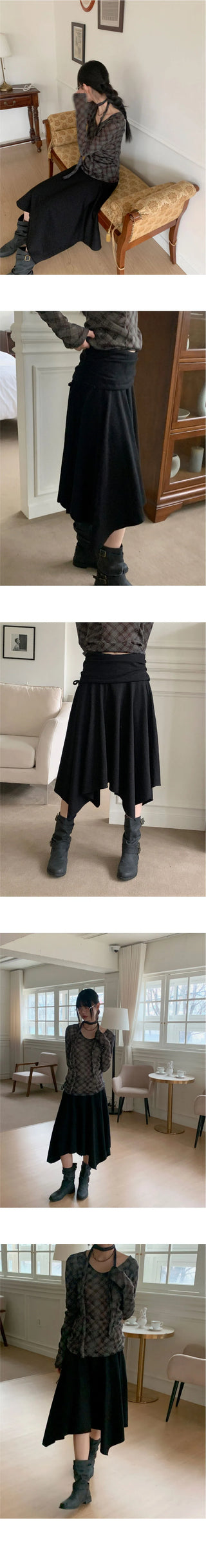 Gabet folding juli uncut flare banding midi skirt