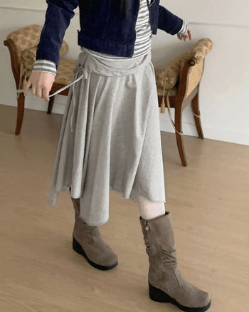 Gabet folding juli uncut flare banding midi skirt