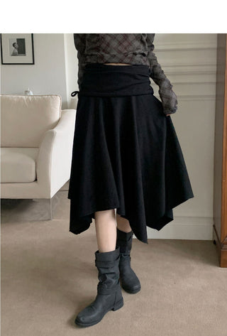 Gabet folding juli uncut flare banding midi skirt
