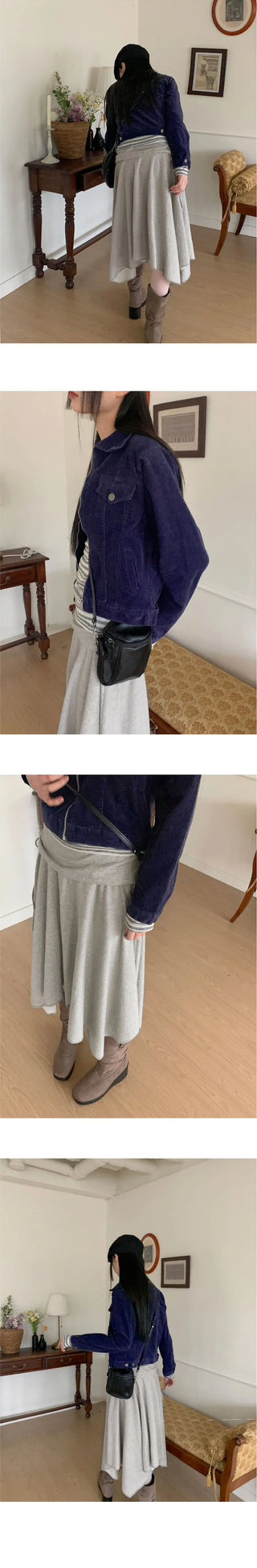 Gabet folding juli uncut flare banding midi skirt