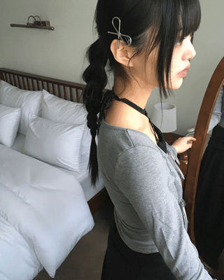 Muving Balletcore Silver Ribbon Hairpin