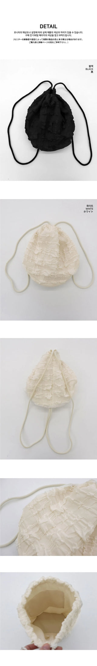 Tmill Vintage Wrinkled Bucket String Nylon Gymsack Backpack