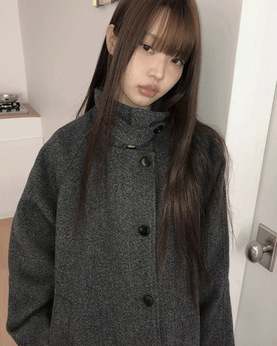 Foru high-neck turtleneck midi coat