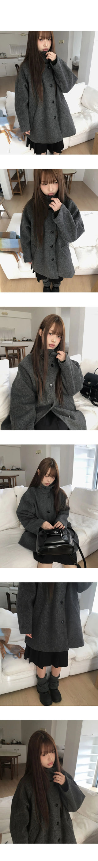 Foru high-neck turtleneck midi coat