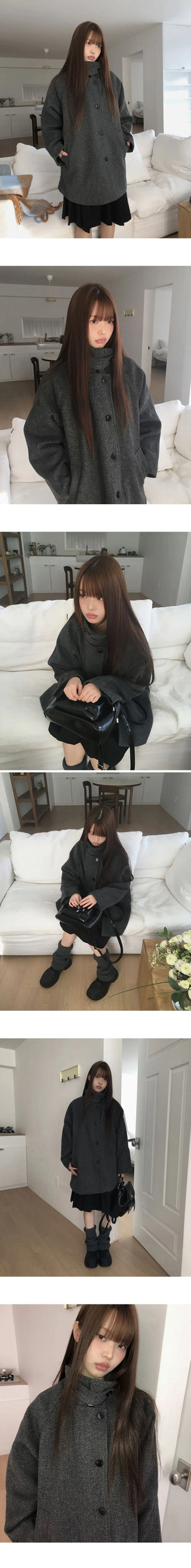 Foru high-neck turtleneck midi coat