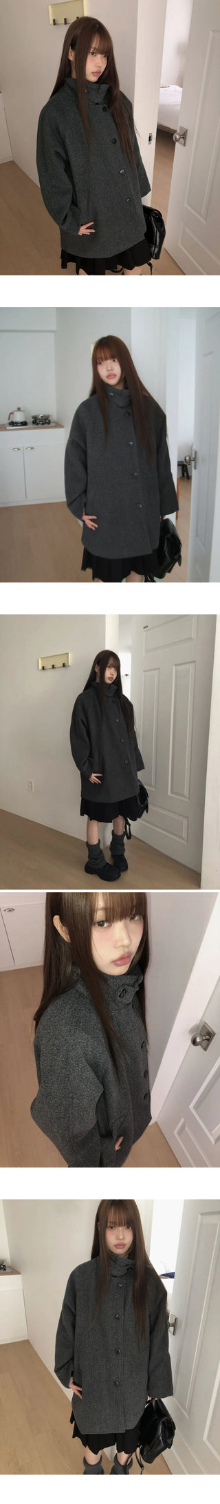 Foru high-neck turtleneck midi coat